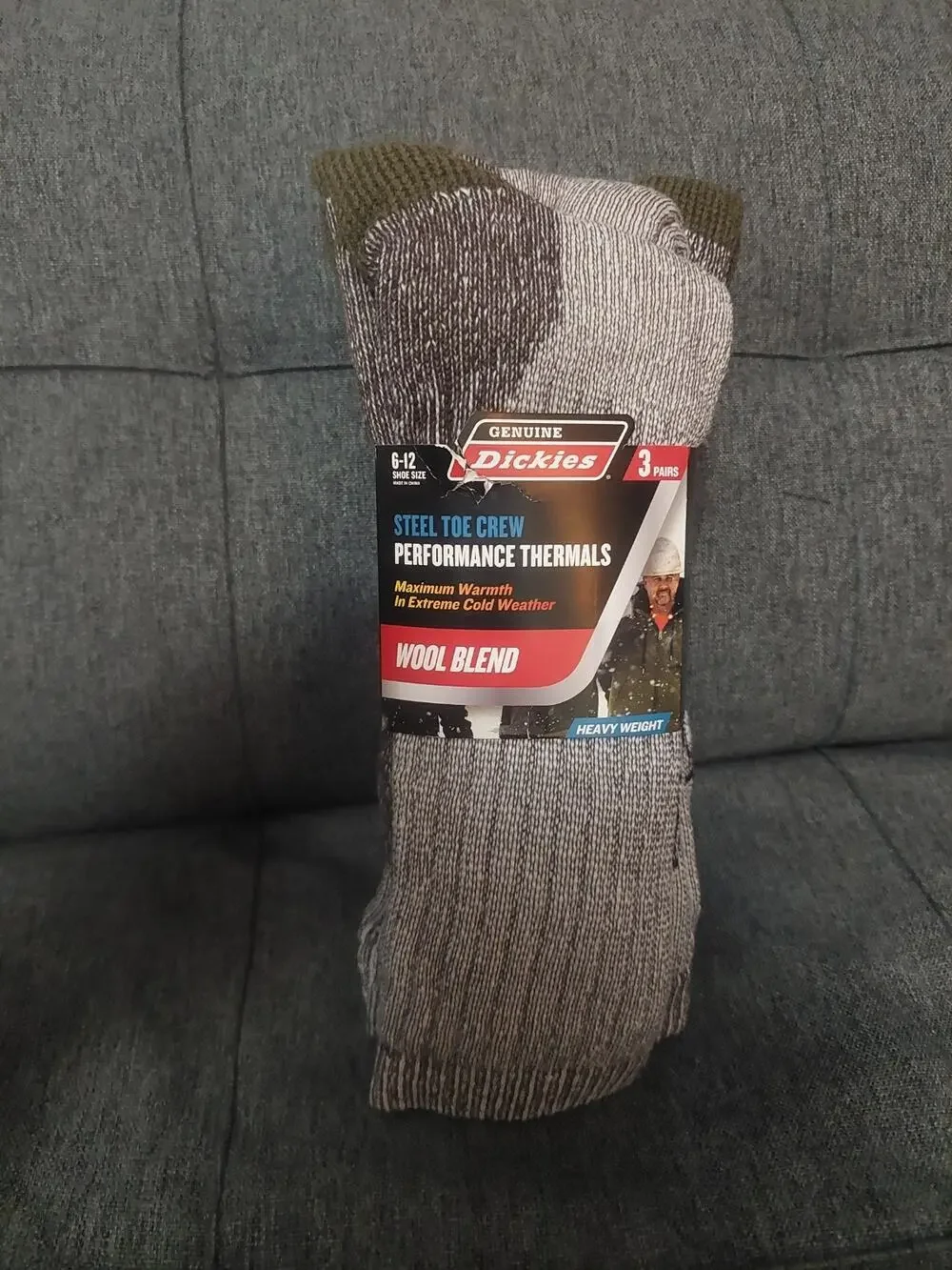 Dickies 3 Pack Steel Toe Crew Socks Performance Thermals Heavyweight, Green